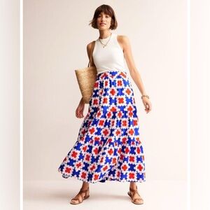 NWT Boden Lorna Tiered Cotton Maxi Skirt 6